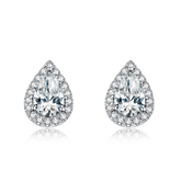Halo 0.5Carat Pear Shape Moissanite Studs